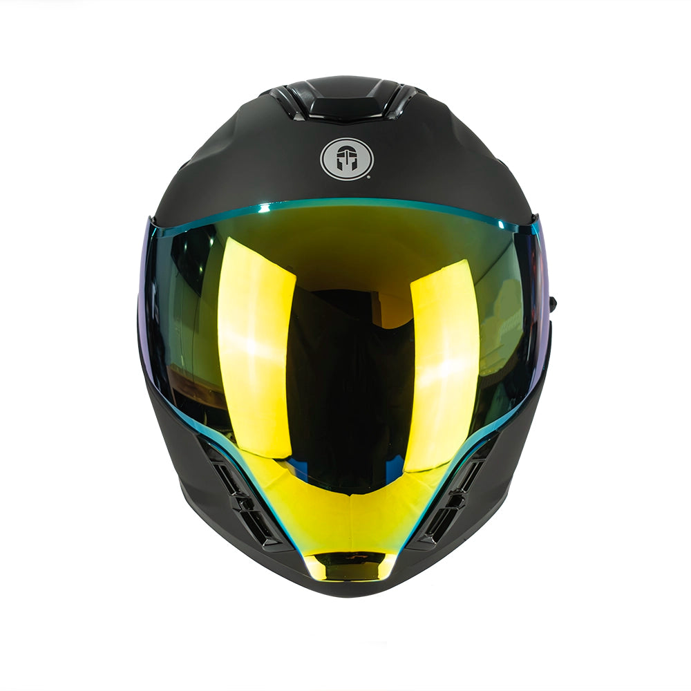 CASCO IMMORTALE AURUS NEGRO VISOR IRIDIUM DORADO | SKU: IMMAURBLGL-#