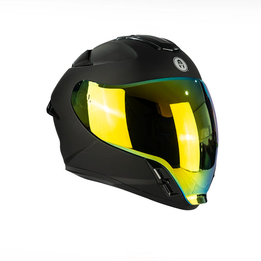 CASCO IMMORTALE AURUS NEGRO VISOR IRIDIUM DORADO | SKU: IMMAURBLGL-#