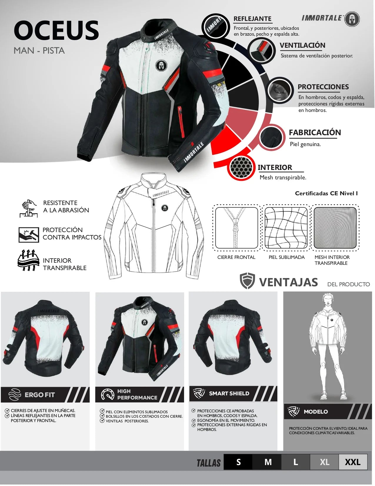 CHAMARRA IMMORTALE OCEUS HOMBRE NEGRO/ROJO | |SKU: IMOCERDNG-#