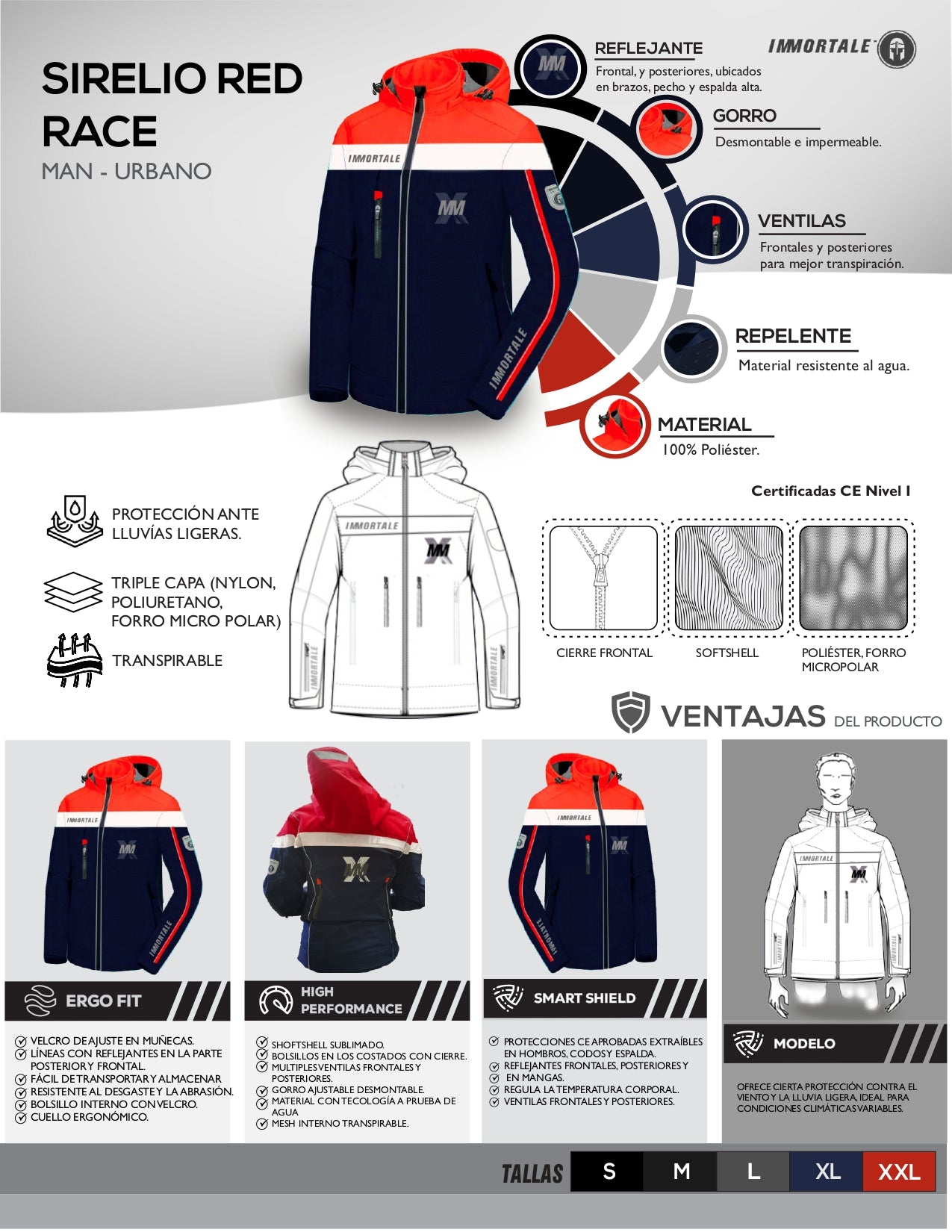 CHAMARRA IMMORTALE SIRELIA NEGRO/ROJO | SKU: IMSIRRCWR-#