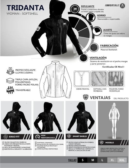 CHAMARRA IMMORTALE TRIDANTA MUJER NEGRO | SKU: IMTRIMNG-#