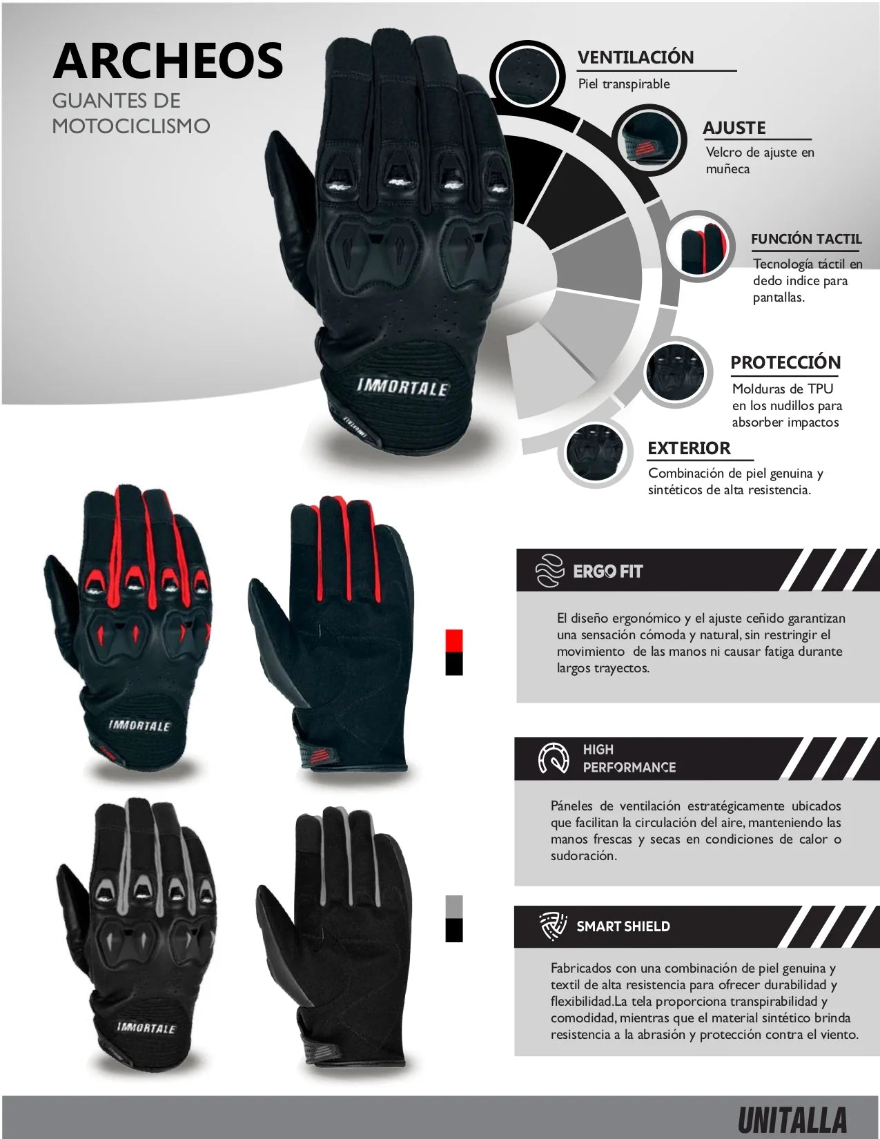 GUANTES IMMORTALE ARCHEOS GRIS | SKU: IMARCGR-#