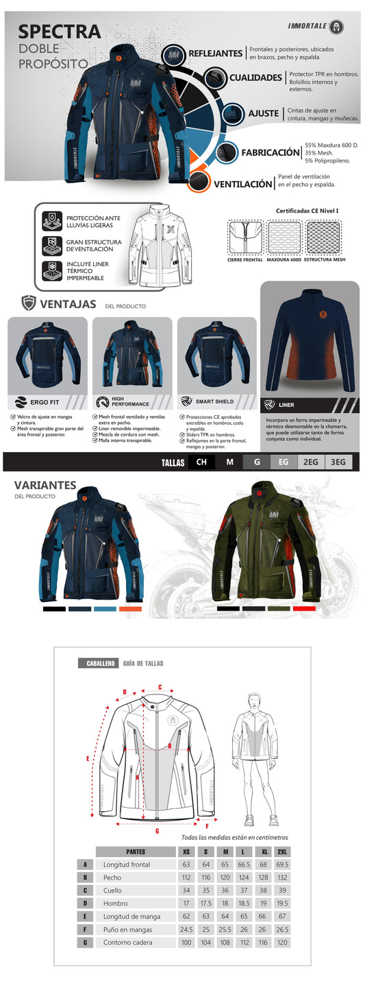 CHAMARRA IMMORTALE SPECTRA HOMBRE VERDE MILITAR / NARANJA / NEGRO SKU: IMSPEHVENA-#