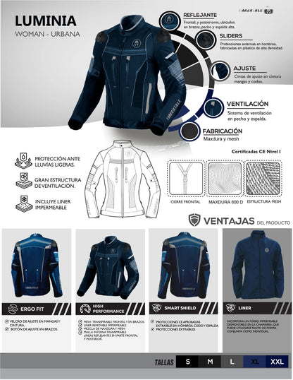 CHAMARRA IMMORTALE LUMINIA MUJER NEGRO/AZUL | SKU: IMLUMAZ-#