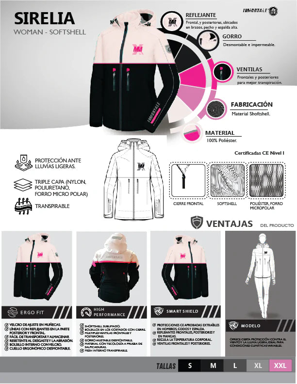 CHAMARRA IMMORTALE SIRELIA NEGRO/ROSA/BLANCO | SKU: IMSIRWPK-#