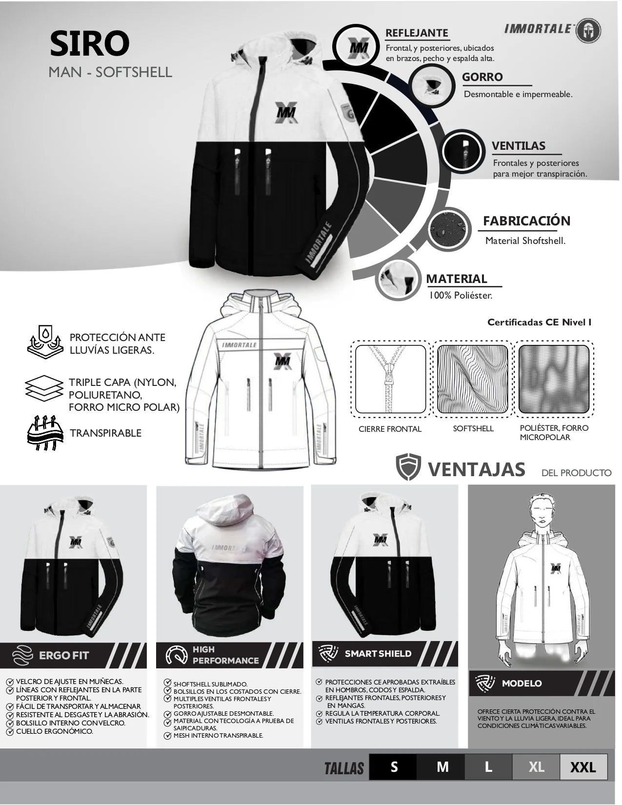 CHAMARRA IMMORTALE SIRO NEGRO/BLANCO | SKU: IMSIRMBW-#