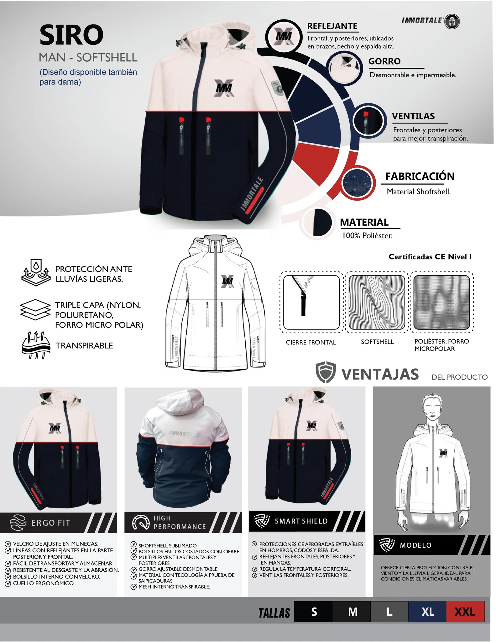 CHAMARRA IMMORTALE SIRO AZUL/BLANCO | SKU: IMSIRMNV-#