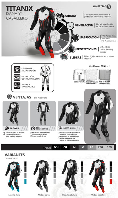 MONOPIEL IMMORTALE TITANIX HOMBRE NEGRO / GRIS / BLANCO SKU: IMTITHNEGRB-#